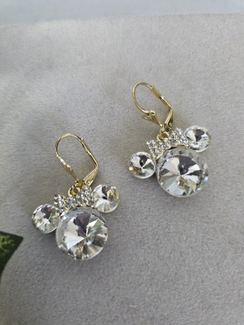 Gold Filled Minnie Mouse Vibes Rhinestone Earrings